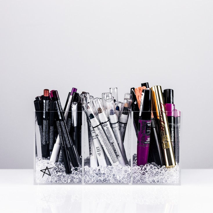 Clear acrylic makeup organiser for brushes/ lip /eye pencils